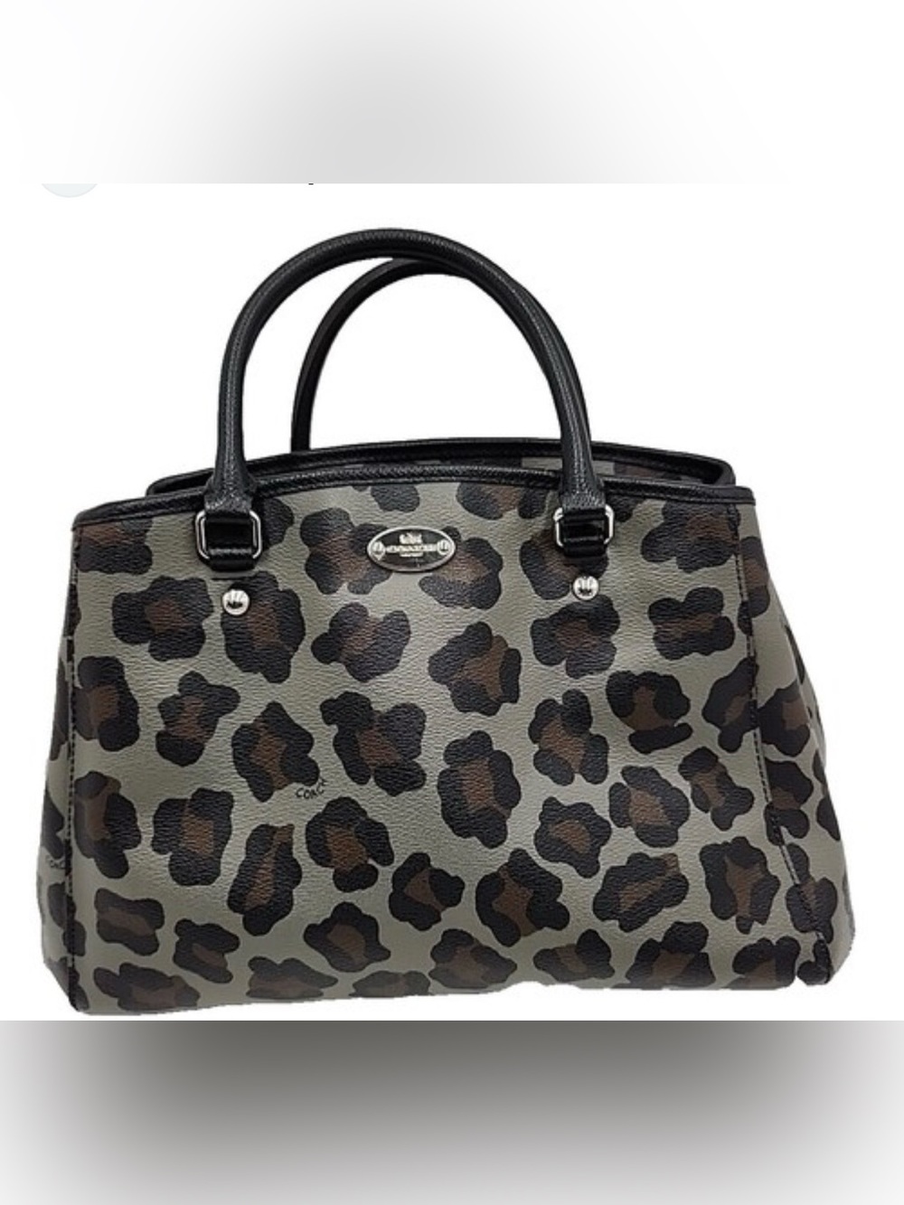 Coach Leopard-Print Satchel in Black and Brown